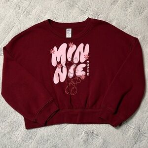Girls Minnie Disney Graphic Crew Neck Sweatshirt Size M 8 Burgundy Old Navy